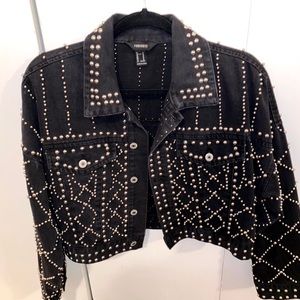 Forever21 Beaded Black Jean Jacket
